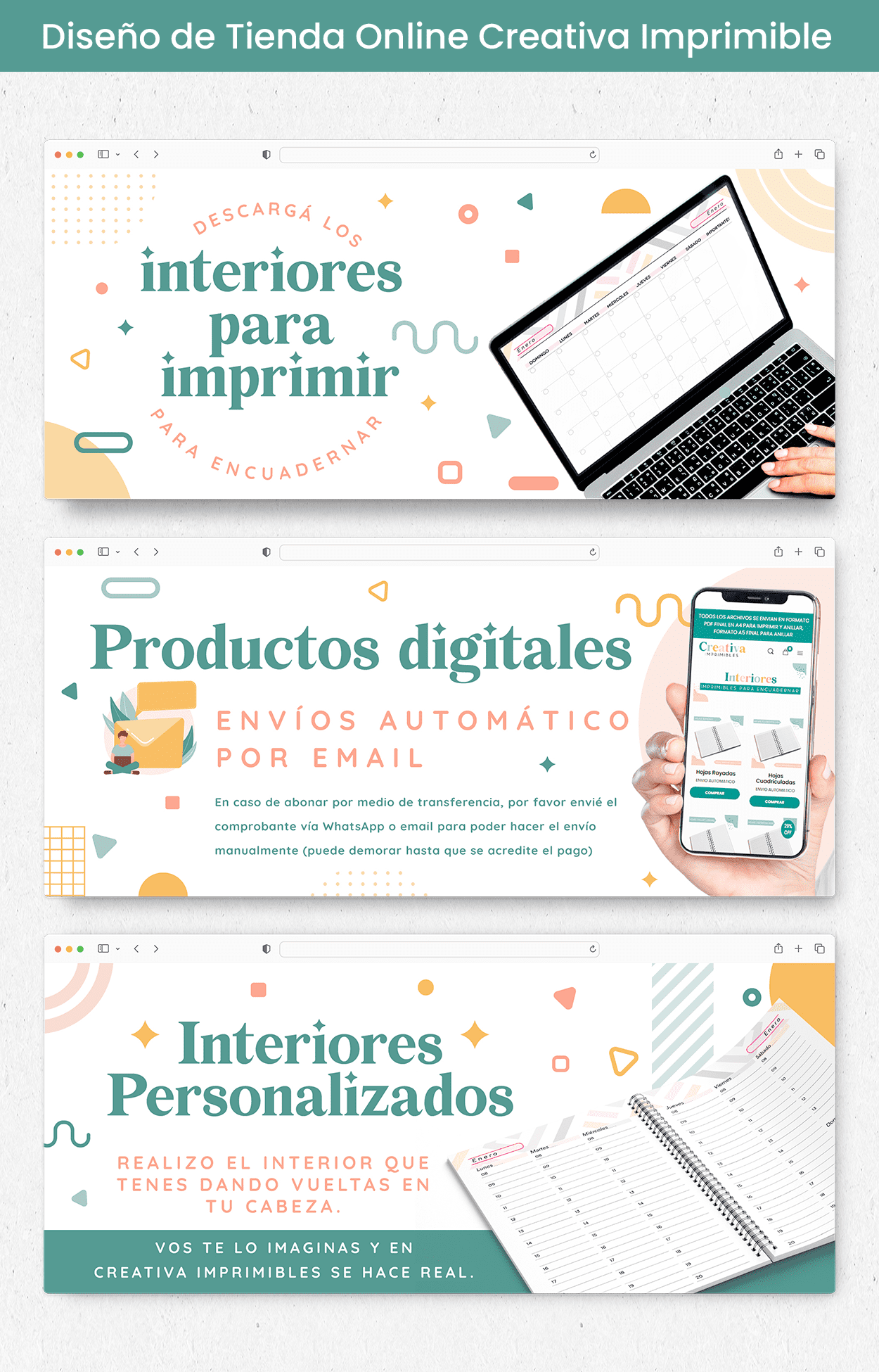 Diseño de Tienda Online para Creativa imprimible